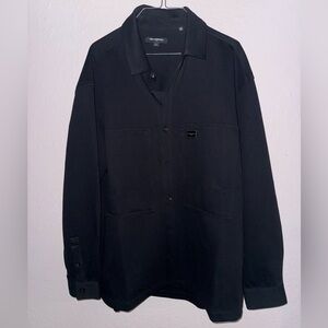 Karl Lagerfeld Black Lightweight Button-Front Shirt Jacket